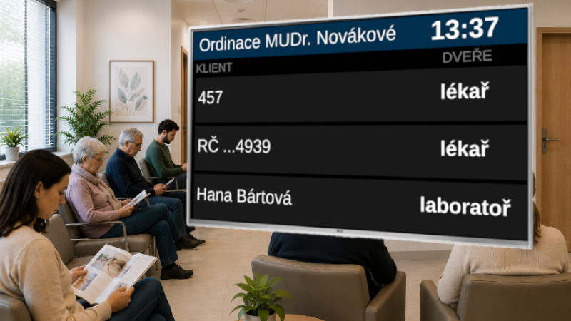 Chodba a označení místnosti ve zdravotnickém zařízení